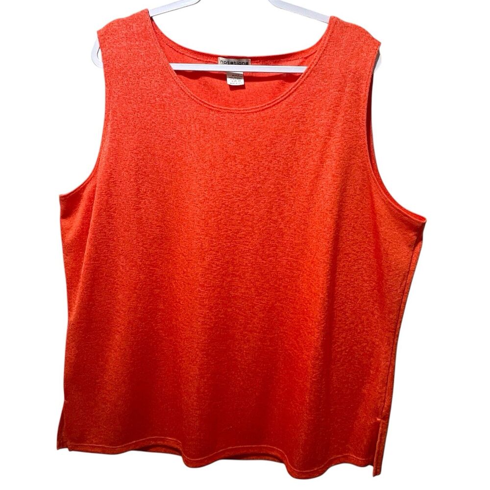 3X Notations Woman Orange Coral Sleeveless Tank Top, Plus Size, Made in USA